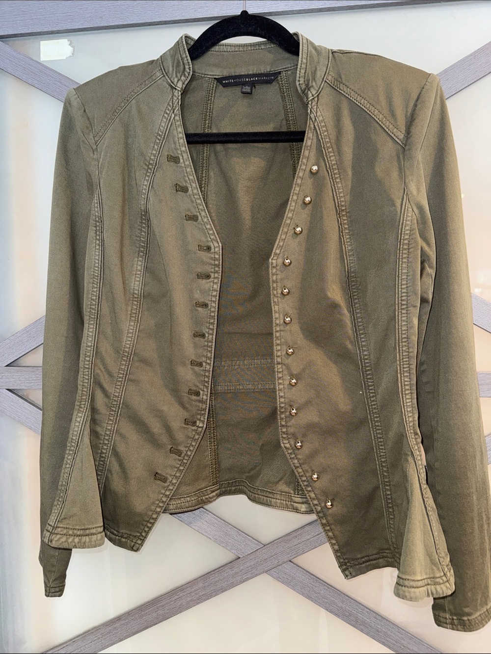 White House Black Market Olive Green Military-Inspired Utility Jacket